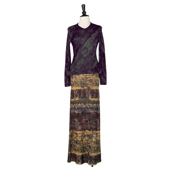Vintage 1990s Jean-Paul Gaultier classique wool blend graffiti print maxi skirt - Picture 1 of 6
